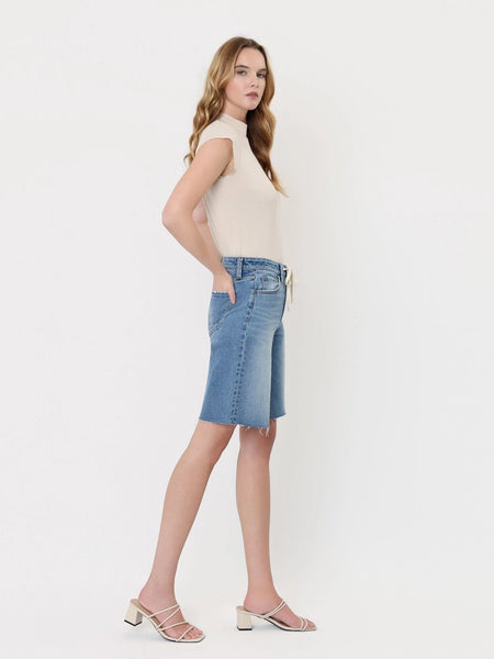 High Rise Bermuda Shorts with Tie - The Pointe Boutique