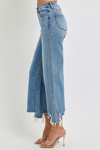 High Rise Crop Wide Step Hem Jeans - The Pointe Boutique