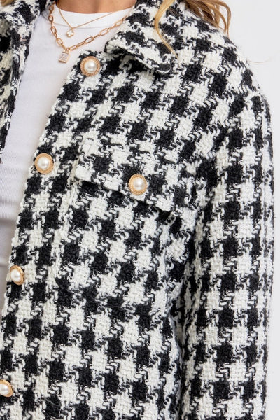 Houndstooth Jewel Jacket - The Pointe Boutique