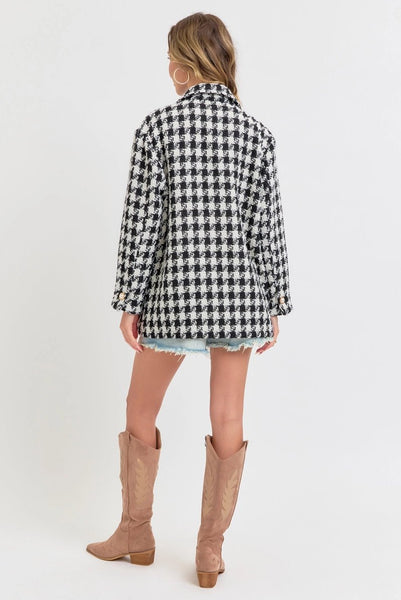 Houndstooth Jewel Jacket - The Pointe Boutique
