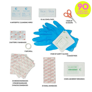 pink car first aid kit with supplies