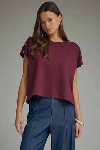 Amelia Hope Top – burgundy boxy short sleeve crew neck top