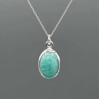 Sterling silver oval amazonite necklace