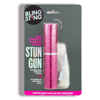 pink glitter mini stun gun in package