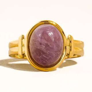 Jett 18K Gold Non - Tarnish Pink Stone Adjustable Ring - The Pointe Boutique