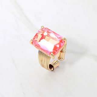 Amelia Paige Emerald Cut Stone Adjustable Ring