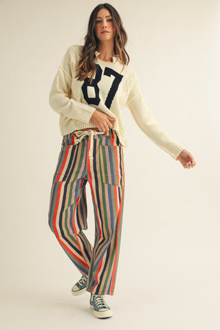 The Ella Stripe Pants – multicolor stripe wide leg pants