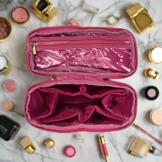 emerald quilted velvet train case