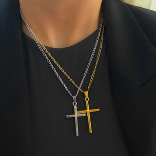 Large Cross Necklace - Silver - The Pointe Boutique