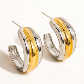 Lazare 18K Non Tarnish Multi C Hoop Earrings - The Pointe Boutique