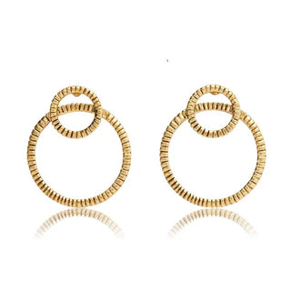 Gold double circle frontal hoop-24K gold plated