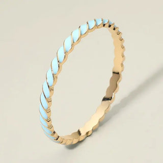 Light Blue Enamel Inlay Twisted Hinged Bangle Bracelet - The Pointe Boutique
