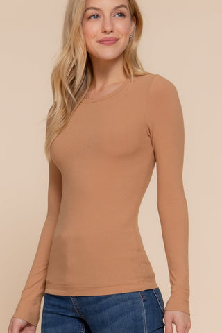 Long Sleeve Crew Neck Rayon Knit Top - The Pointe Boutique