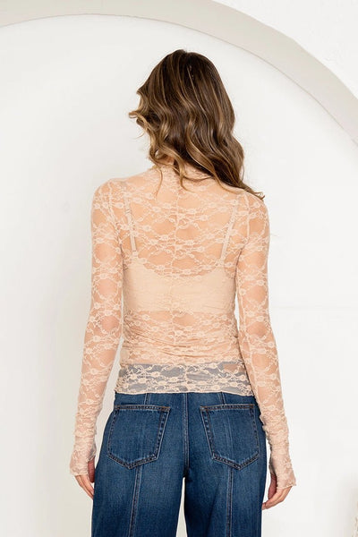 Long Sleeve Floral Lace Top - The Pointe Boutique