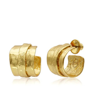Gold parchment texture hoops-24K gold plated