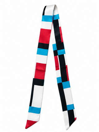 color block skinny twilly scarf