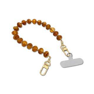 tortoise brown beaded wrist phone strap