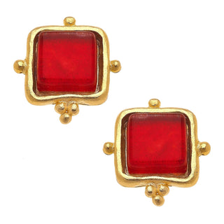 Madeline Red Glass Earrings 1735R - The Pointe Boutique