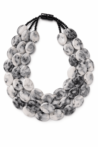 Marble Stone Multi - Strand Statement Necklace - The Pointe Boutique
