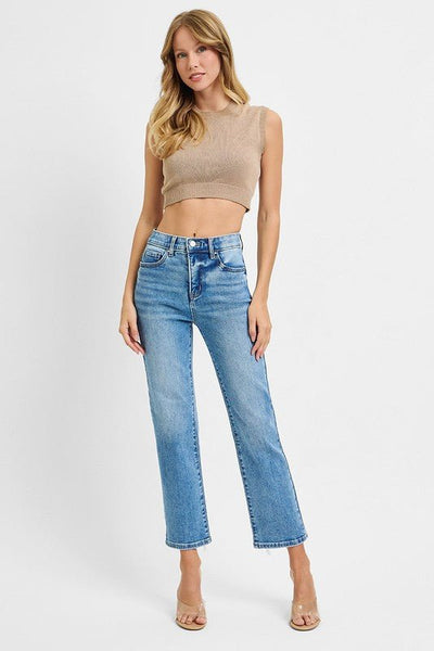 Medium TC - EB High Rise - Crop Straight Pants - The Pointe Boutique