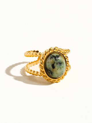 Mica 18K Gold Non Tarnish Stone Adjustable Ring - The Pointe Boutique