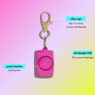 pink mini personal safety alarm keychain