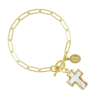 Mother of Pearl Cross Bracelet - The Pointe Boutique