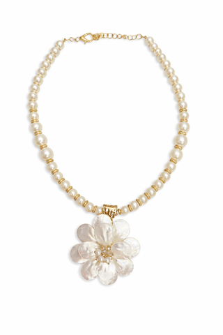 Mother of Pearl Flower Necklace - The Pointe Boutique