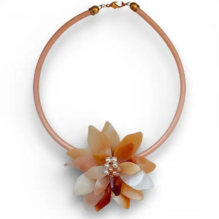 Neutral Lotus Flower Collar Necklace - The Pointe Boutique