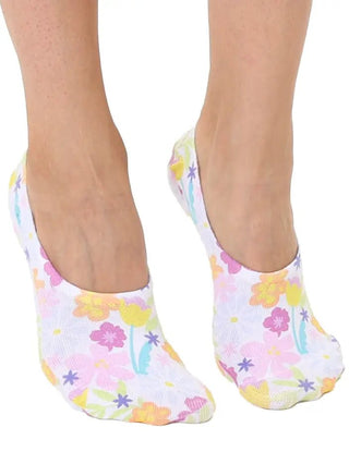 No - Show Liner Socks - Spring Flowers in Bloom - White - The Pointe Boutique