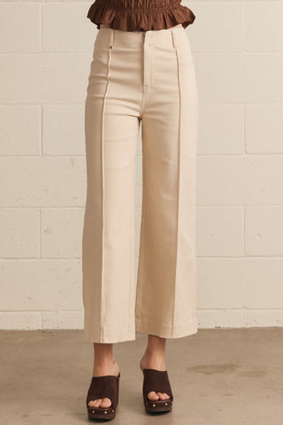 Bethany Jo Pants – brown wide leg trouser pants with front seam detail