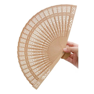 folding laser-cut wooden hand fan