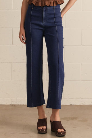 The Madison Dark Denim Pants – dark wash cropped wide leg denim pants