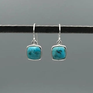 Sterling silver square cabochon turquoise earrings