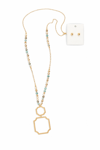 Pastel Green Geometric Necklace - The Pointe Boutique