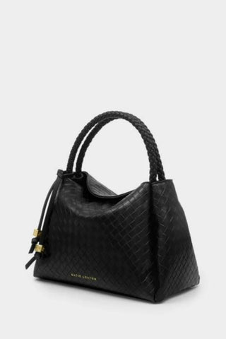 Nova Hand Woven Large Shoulder Bag-Black – black hand-woven shoulder bag with top handles