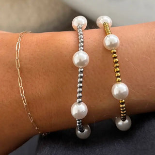 Pearl Beaded Bracelet - Silver - The Pointe Boutique