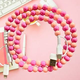 Pink Duo 4 - in - 1 Bead Charging Cable - The Pointe Boutique