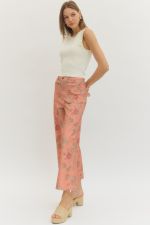 Pink Floral Mid Rise Ankle Length Pant - The Pointe Boutique
