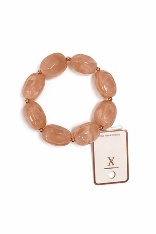 Pink Oval Beaded Stretch Bracelet - The Pointe Boutique