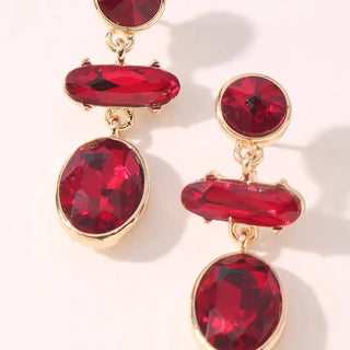 Faceted Crystal Trio Drop Earrings