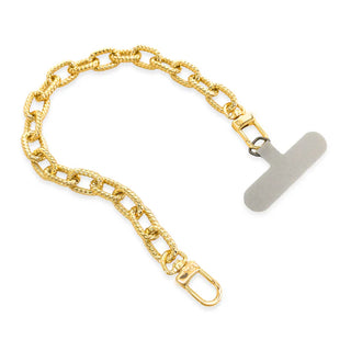 chunky gold chain wrist phone strap