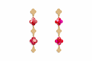 Red Gold Crystal Drop Earrings - The Pointe Boutique