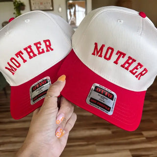 Red Mother Curved Emroidered Hat - The Pointe Boutique