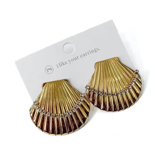 Sandy Shell Earrings - Waterproof Gold - The Pointe Boutique