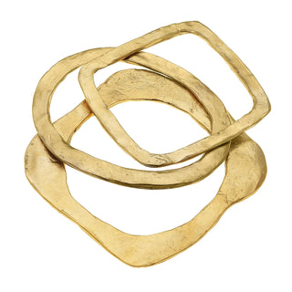 Set of 3 Hammered Gold Bangles 2785G - The Pointe Boutique