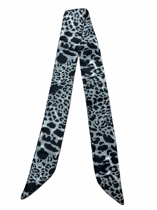 grey leopard print skinny twilly scarf