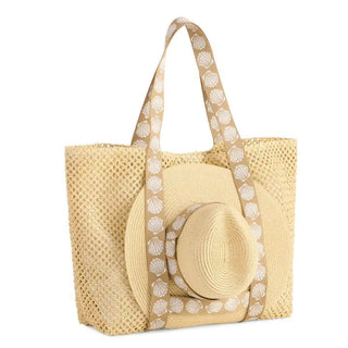 Shelly Tote and Hat Set Tan - The Pointe Boutique