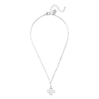 Silver Cross Paperclip Chain Necklace - The Pointe Boutique