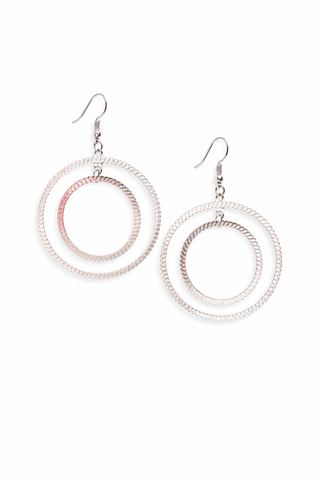 Silver Double Hoop Earrings - The Pointe Boutique
